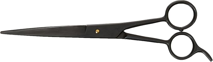 B: Tesco Barber Scissor with Finger Rest 7.5-Inch (Black) Semi-Convex Edge Japanese Stainless Steel Metallic Black Permanent Finger Rest