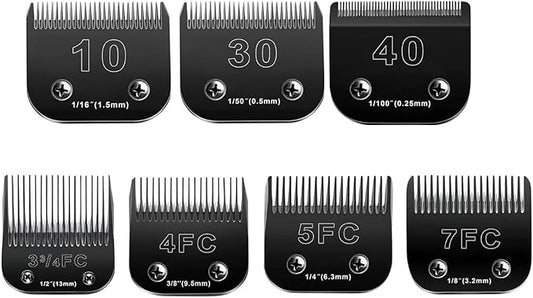 7pack Dog Grooming Blades Compatible with Andis Dog Clippers Blades,Dog Clipper Blades Compatible with Oster A5,Wahl km10 Dog Clippers,Stainless-Steel Blade Sharp