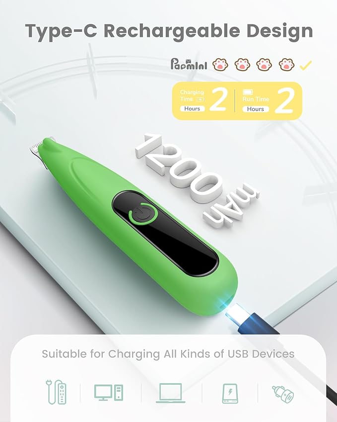 Dog Trimmer with LED Display, Ultra-Low Noise, Cordless Dog Clippers for Grooming Paws, Ears, Face, Rump