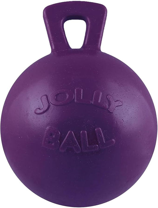 Jolly Pets Tug-n-Toss Heavy Duty Dog Toy Ball with Handle, 4.5 Inches/Small, Purple