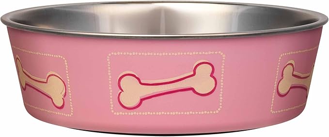 Loving Pets Bella Dog Bowls- Stainless Steel Dog & Cat Bowls - Spill Proof Dog Food Bowl, Cat Bowl, Puppy Essentials & Pet Supplies Great for Home & Travel (Small 10-20 lbs, Coastal Pink)