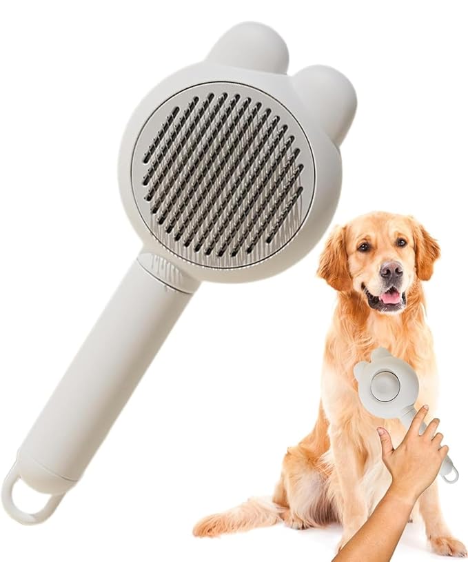 BBELLE CO Self-Cleaning Slicker Brush for Dogs & Cats – Skin-Friendly Grooming & Deshedding Tool for Shedding Pets, Durable Pet Accessories, Easy to Use, Blue. (GRAY)