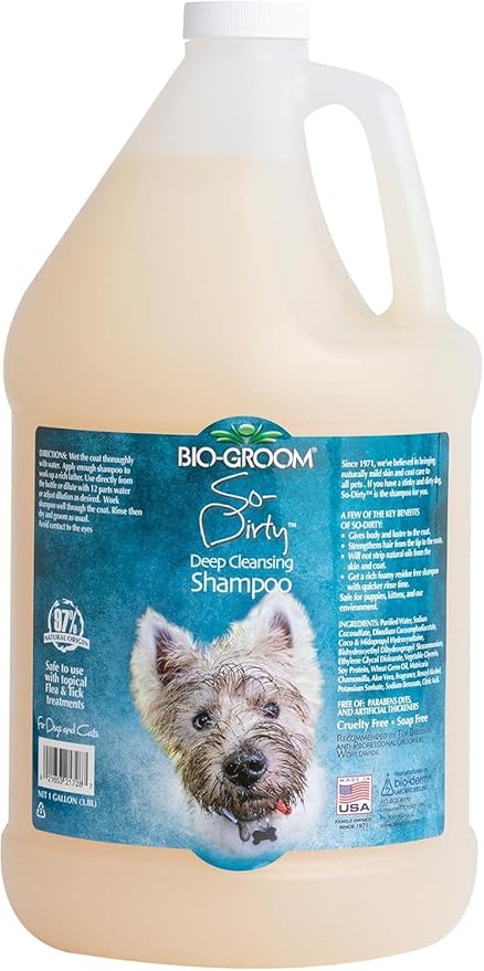 Bio-Groom So-Dirty Dog Shampoo - Quick Rinse Pet Shampoo, Dog Bathing Supplies, Puppy Wash, Dog Grooming Supplies, Cruelty-Free, Made in USA, Shampoo for Smelly Dogs - 1 Gallon