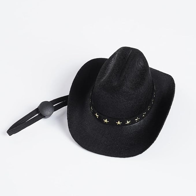 choyaxo Pet Cowboy Costume Cosplay Cap Halloween Costumes for Dogs Cat Pet Party Decoration Mini Cowboy Hat (Black, Small)