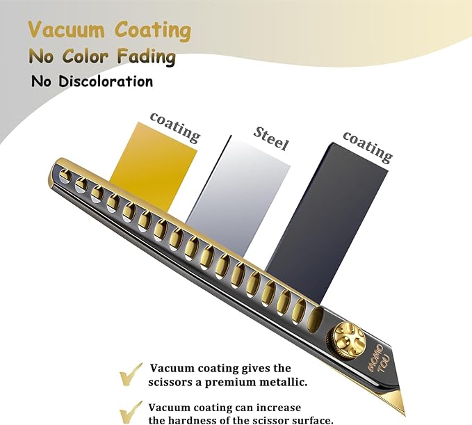 Black & Gold Professional Chunker Dog Grooming Scissors with Decorative Screw Sharp and Durable Japanese 440C Stainless Steel Pet Cat Texturizing Thinner Shears with Safe Round Tip 7.5''