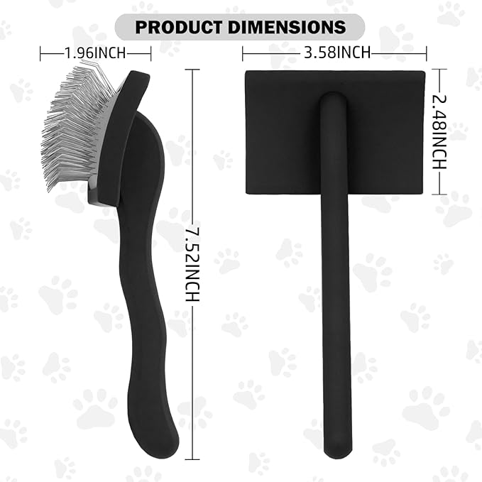 Black Slicker Brush for Goldendoodles, Labradoodles, Poodles - Grooming Kit for Medium & Long Haired Dogs