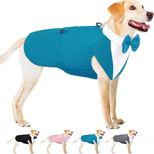AOFITEE Dog Tuxedo Formal Dog Suit and Bandana Set, Gentle Dogs Wedding Party Suit Bow Tie Shirt, Tuxedo for Medium Dogs Costume Outfit with Detachable Bowtie Collar for Christmas Halloween Dress Up
