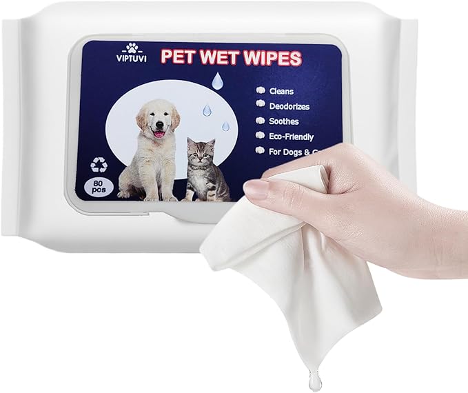 Dog Wipes for Paws and Butt – Unscented Pet Wipes for Dogs & Cats – 80 Ct Extra Thick, Lint-Free Cleaning Wipes for Face, Ears, and Sensitive Areas – Hypoallergenic & Travel-Friendly