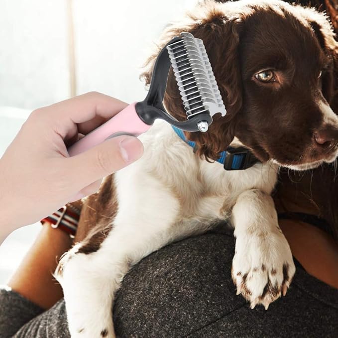Grooming Brush Pet Hair Brush, Pet Neat Pet Grooming Brush, Hair Knot Comb, Dog Grooming, Grooming Tool for Dogs for Puppy(Pink, small)