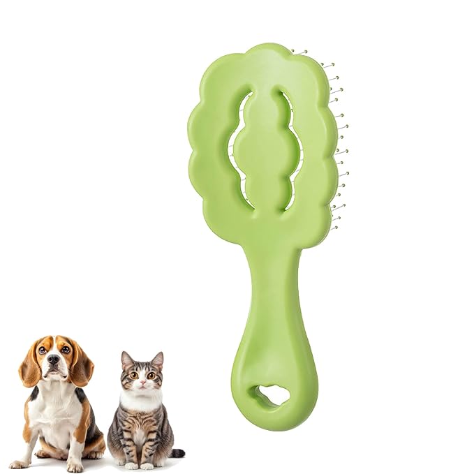Cloud Shape Small Dog Grooming Brush - Soft Bristle Brush for Gentle Detangling & Massage - Ideal for Maltese, Shih Tzus, Yorkies, and Puppies - Portable & Durable Design, Green