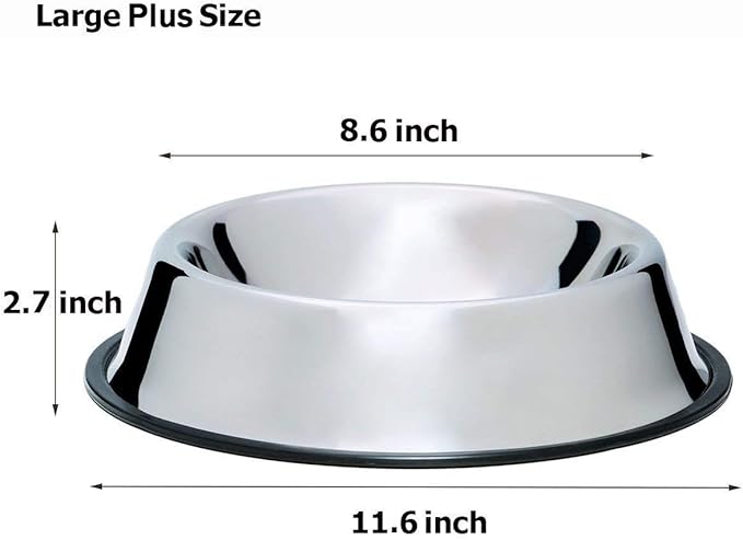 Mlife Stainless Steel Dog Bowl with Rubber Base for Small/Medium/Large Dogs, Pets Feeder Bowl and Water Bowl Perfect Choice (Set of 2)