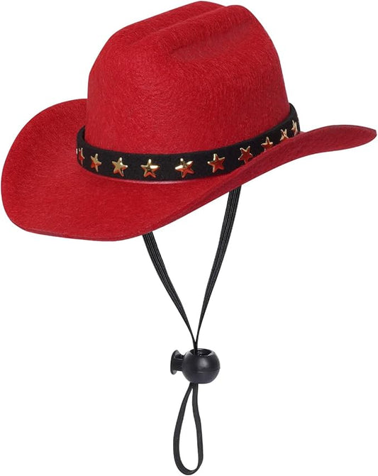choyaxo Pet Cowboy Costume Cosplay Cap Halloween Costumes for Dogs Cat Pet Party Decoration Mini Cowboy Hat (Red, Small)