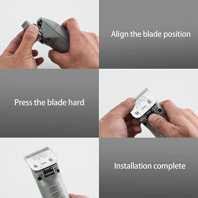 Clipper Blade Dog Grooming Compatible with Andis Clippers Carbon Infused Steel Detachable Ceramic Sharp Edge Also Compatible with Wahl/Oster Dog Clippers (2Pack 7FC:(1/8")(3.2mm))