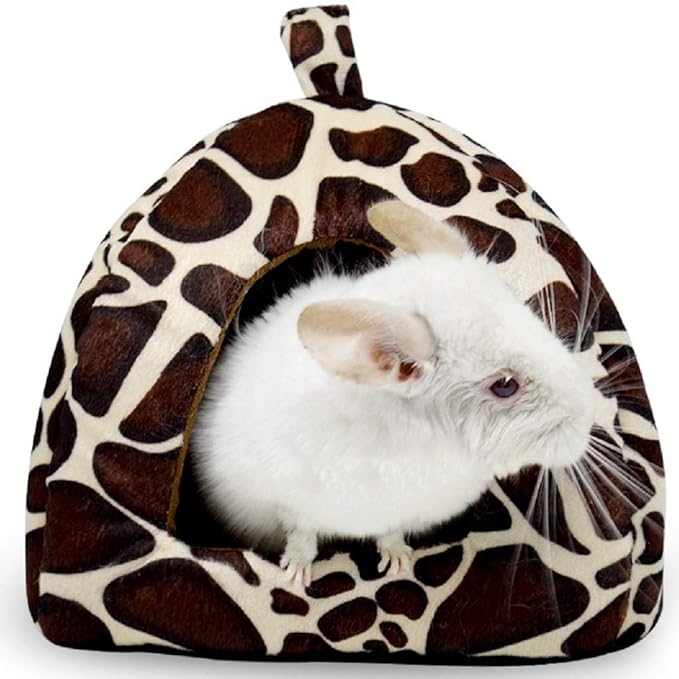 Spring Fever Hamster Guinea Pig Rabbit Dog Cat Chinchilla Hedgehog Bird Small Animal Pet Bed House Hideout Cage Accessorie E Leopard XS (10.2 * 10.2 inch)