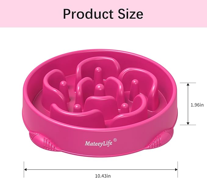 MateeyLife Large Slow Feeder Dog Bowls, Anti-Choking Puzzle Dog Food Bowls, Anti-Slip Interactive Feeding Slow Down Eating, Bloat Stop Maze Dishes for Large Breeds 4 Cups Purple