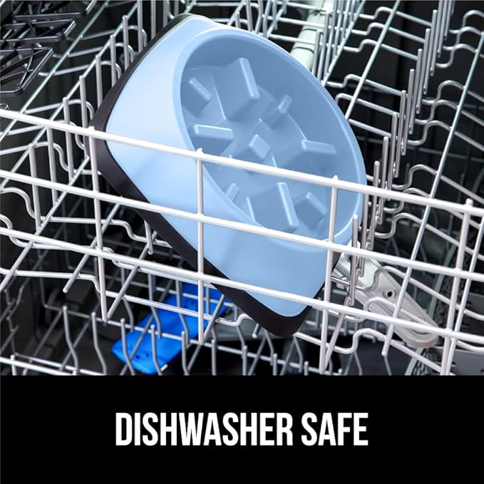 Gorilla Grip Slow Feeder Dog and Cat Bowls, Interactive Puzzle Toy for Dogs and Cats Food Training, Keeps Pets Busy and Prevents Puppy Overeating, Large, Small Breeds, 100% BPA Free, 4 Cup Light Blue