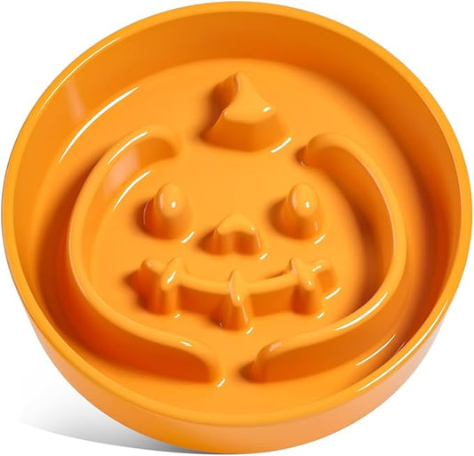 LE TAUCI Dog Bowls Slow Feeder Ceramic, 3 Cups Slow Feeding Dog Bowl Small Medium Breed, Puppy Slow Feeder Bowl for Fast Eater, Dog Dishes to Slow Down Eating, Puzzle Dog Food Bowl, Pumpkin Orange