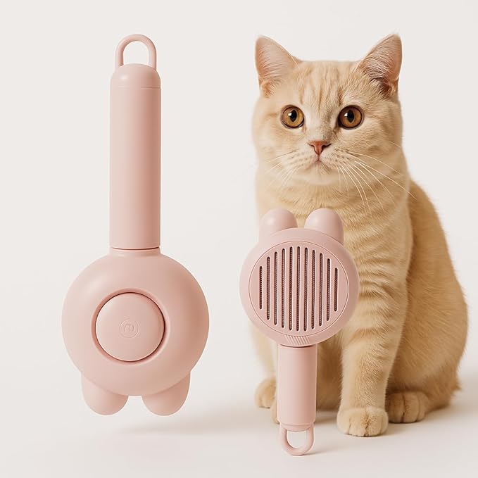 BBELLE CO Self-Cleaning Slicker Brush for Dogs & Cats – Skin-Friendly Grooming & Deshedding Tool for Shedding Pets, Durable Pet Accessories, Easy to Use, Blue. (PINK)