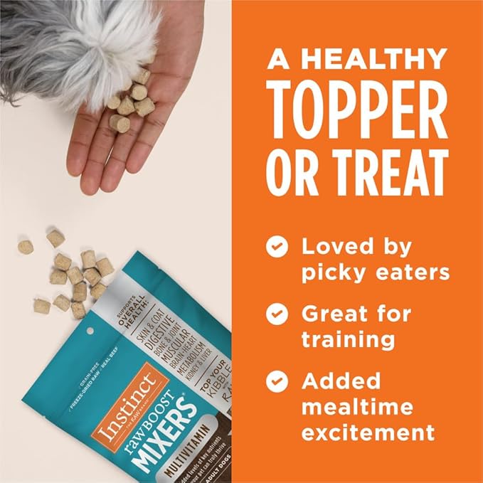 Instinct Raw Boost Mixers Freeze Dried Dog Food Toppers For Dry Food, Grain Free Dog Food Toppers with Beef For Dogs - Multivitamin for Adults, 12.5 oz
