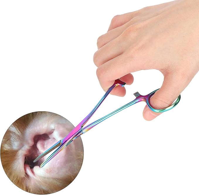 Hemostat Forceps, Dogs Cats Hemostat Forceps Scissors Dog Grooming Ear Cleaning Straight Clamp Ear Hair Clamp Pulling Shears Plier