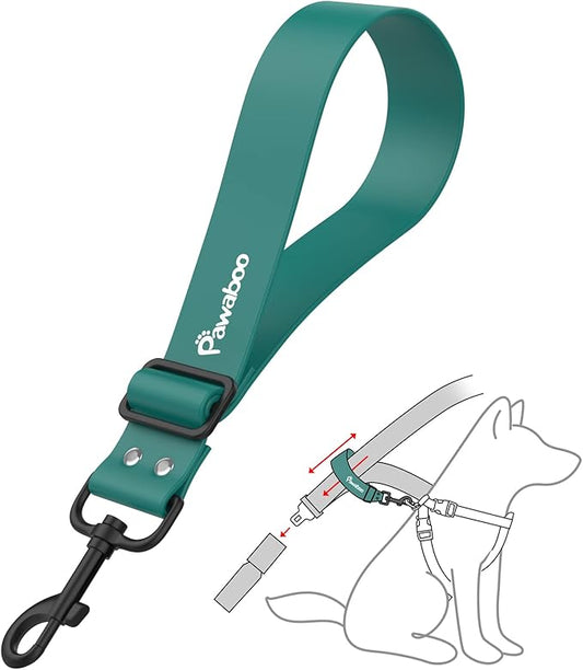 Pawaboo Dog Car Seatbelt, Universal Pet Safety Belt, Chew-Proof Dog Car Restraint with Adjustable Strap, Nylon Woven Belt & PVC Shell Dog Seatbelt Harness, Dog Leash with 360° Hook, 20 in, Dark Green