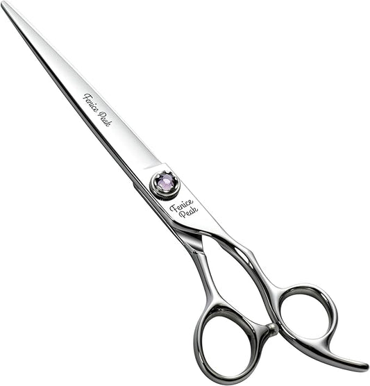 Fenice Peak 7 inch Straight Dog Grooming Scissors Professional Dog Shears Made of Japanese 440C Stainless Steel with Jewelled Screw Trimming Cutting Scissors Durable and Sharp