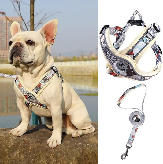 PT-010 Pet Dog Puppy No-Pull Harness Walking Training Harness with Leash Reflective Vest (Beige, Small)