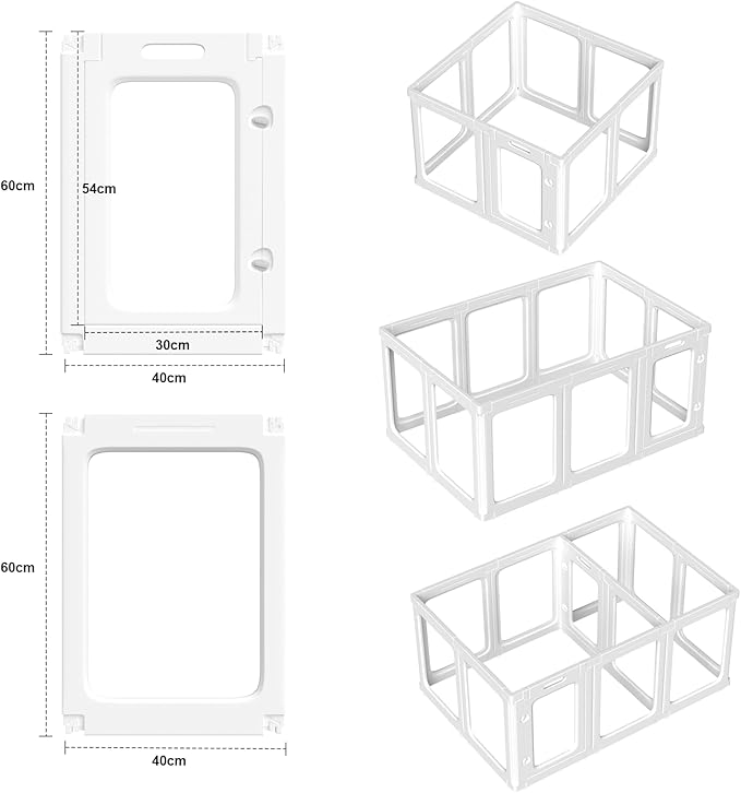 Clear Acrylic Dog Playpen Transparent Pet Playpen Indoor-Easy Assemble and Disassemble Dog Fence-Clear Pet Pen Dog Playpen for Puppy Bunny Cat Pig(23.6" H, 10 Panels+2 Doors) White