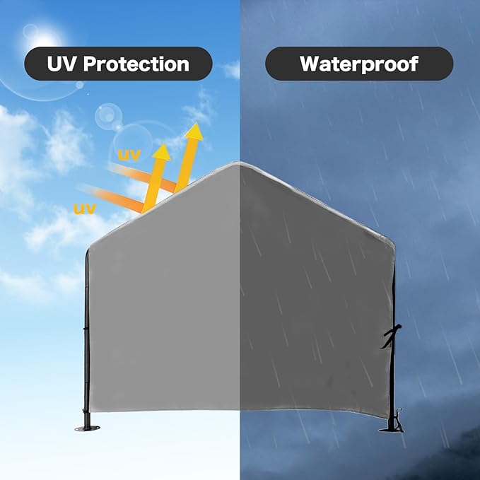 Canopy Replacement Cover for Dog Shade Shelter 4'x4'x3.6', Pet Outdoor Tent Cover with Upgraded Doors for Large Dogs, Not Included Metal Frame, Only Canopy Cover Roof, Grey