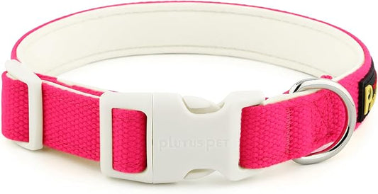 Plutus Pet Cotton Dog Collar, Heavy Duty Collar with Soft Padding, Adjustable and Comfortable for Small Medium and Large Dogs, Hot Pink, XS