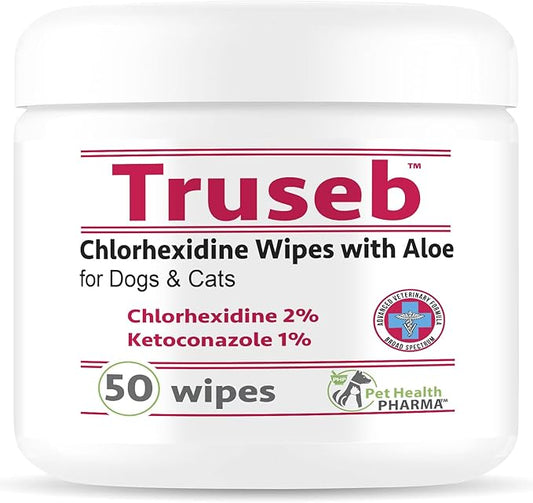 Chlorhexidianes Wipes for Dogs, Cats and Horses (Made in U.S.A) (USA) (Ketoconazole & Chlorhexidine Wipes, 50 Count)