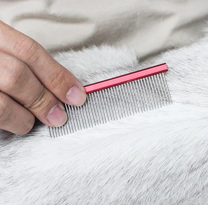 Grooming Comb with Rounded Ends - Rat Tail Design for Dematting and Hairstyling Cats & Dogs, Float Hair Removal