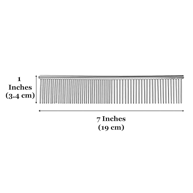 CoCoo Pet Grooming Comb, Stainless Steel Teeth, Detangling and Loose Fur Brush, Encourages Hair and Skin Follicles, Perfect for Small & Medium Cats and Dogs (Small (7.5" x 1.3"))