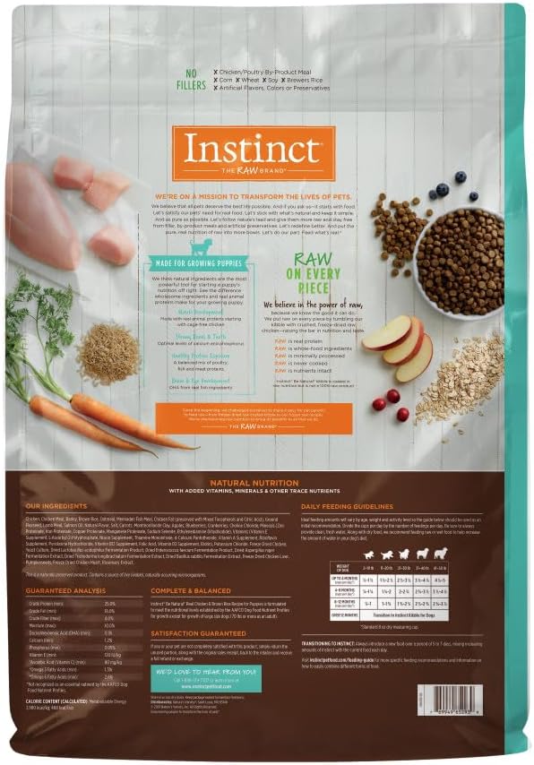 Instinct Be Natural Puppy Real Chicken & Brown Rice Recipe Natural Dry Dog Food, 24 lb. Bag