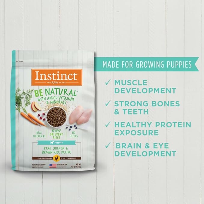 Instinct Be Natural Puppy Real Chicken & Brown Rice Recipe Natural Dry Dog Food, 24 lb. Bag