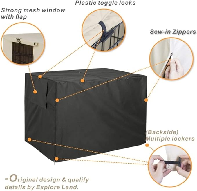 Dog Crate Cover Dogs Kennel Cage Cover Pet Kennel Cover Dog Cage Cover for Outdoor Dog House Large Pet Crate Chicken Coop 25 x 20 x 19 inch (Black)