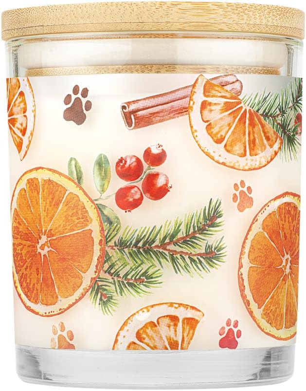 One Fur All Pet House Candle - Plant-Based/Soy, Long Lasting Pet Odor Candle for Home - Orange Spice
