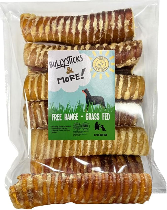BULLYSTICKS & MORE 6 Inch Beef Trachea (6 Inch - 6 Pack) | Beef Trachea for Dogs | 100% Grass Fed Beef | Dog Parents Choice Beef Trachea Dog Chews | Long Lasting Beef Trachea Dog Treats
