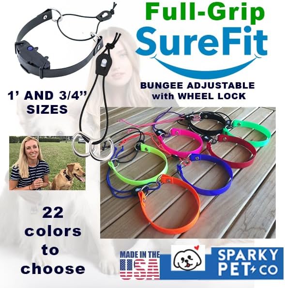 Sparky Pet Co - Surefit ECollar Replacement Strap -Bungee Dog Collar Waterproof -Adjustable Secure Nexus Wheel Lock for Electronic Training & Invisible Fence Systems -3/4" (Reflective Pink)