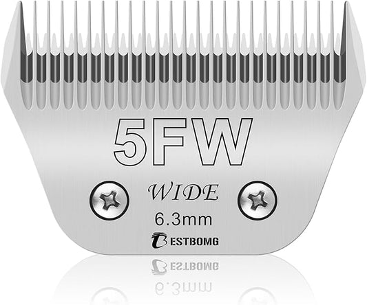 BESTBOMG Size 5FW Wide Detachable Pet Dog Grooming Blades-Cutting Length 1/4"（6.3mm）,Compatible with Andis,Oster A5,Wahl km10 Clippers