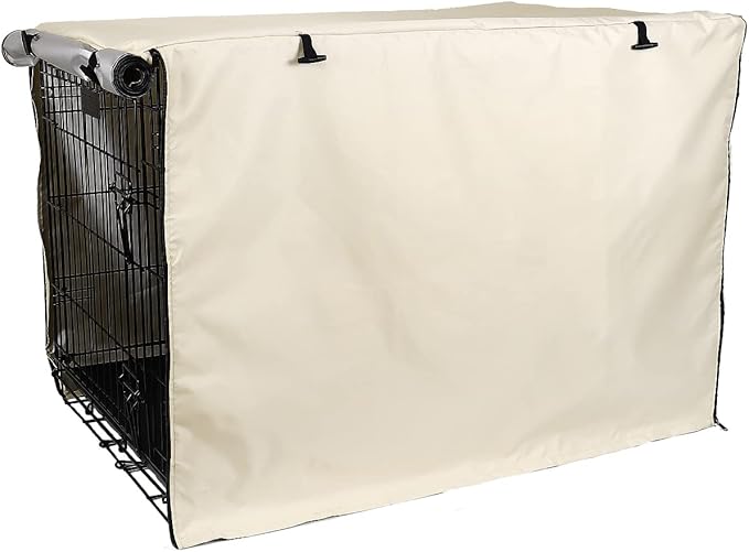 Dog Crate Cover 36 inch - Double Door, Dog Kennel Indoor, Waterproof Dog Kennel Cover with Air Vent Window, for Indoor/Outdoor Most Wire Dog Crate(Beige)