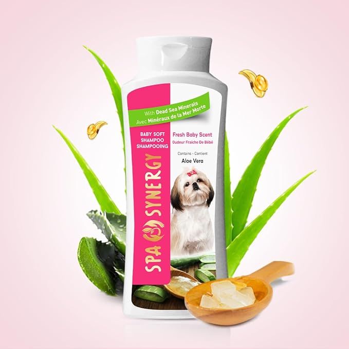 Pet Dog Shampoo Natural Dead Sea Mineral Rich, Aloe Vera, Moisturizing, Hydrating, Anti-Irritant, Fresh Baby Powder Scent – Baby Soft - (1) Bottle 16.5 FL OZ