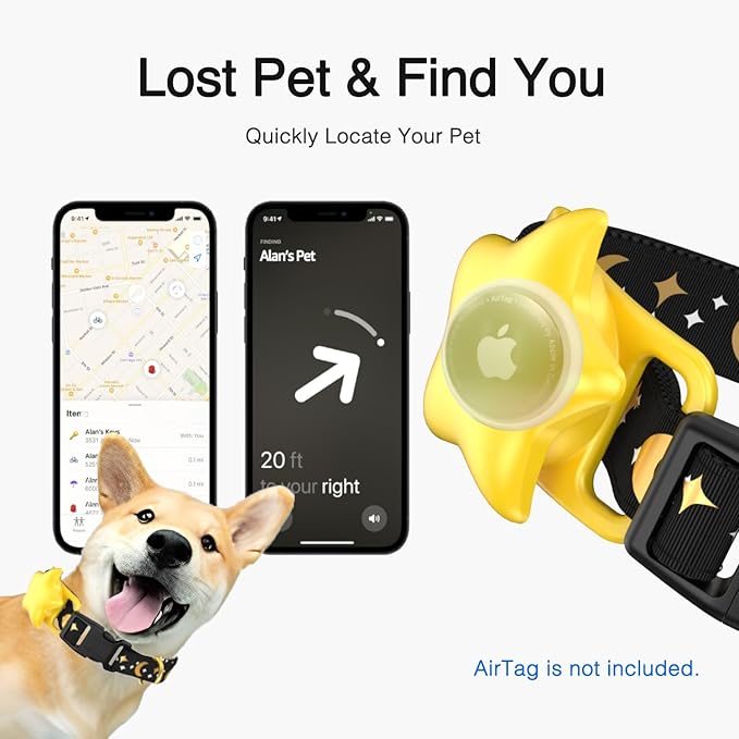 Airtag Dog Collar, Dog Collar for Large Dogs, Dog Collars for Medium Dogs, Dog Collars for Small Dogs with AirTag Holder Case, Dog GPS Tracker Collar (Red, Medium)