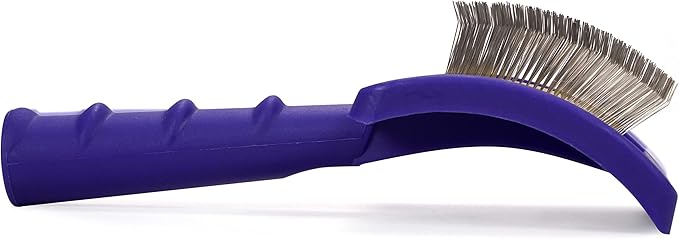 Chris Christensen Jelly Pet Slicker Brush Conditioning Spray Grooming Bundle - Universal Slicker Brush, Soft Pins, Large, Purple - Ice on Ice Ultra Conditioning Dematting Spray,Made in USA, 13.2oz