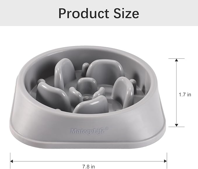 MateeyLife Slow Feeder Dog Bowls, Anti-Choking Puzzle Dog Food Bowls, Anti-Slip Interactive Feeding Slow Down Eating, Bloat Stop Maze Dishes for Medium Large Breeds Gray