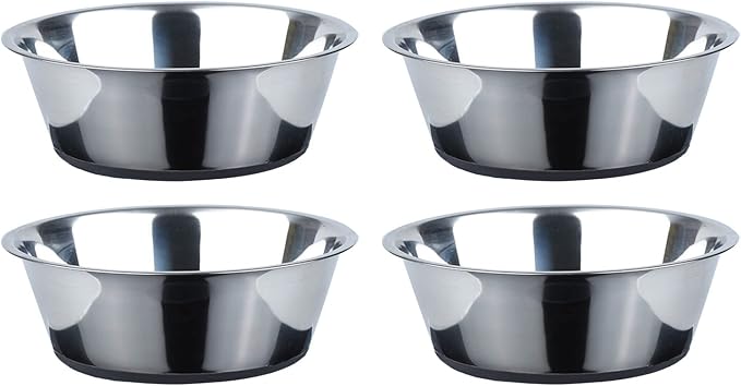 PEGGY11 Deep Stainless Steel Anti-Slip Dog Bowls - 4-Pack, 16 Cups