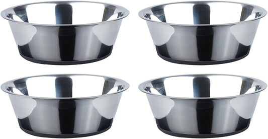 PEGGY11 Deep Stainless Steel Anti-Slip Dog Bowls - 4-Pack, 16 Cups