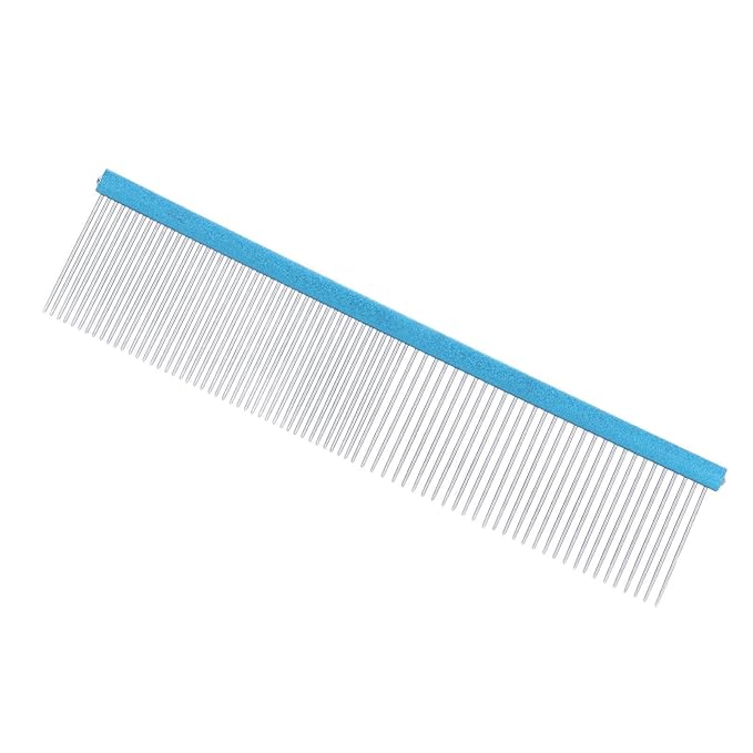 Greyhound Comb For Dogs, Two-In-One Stainless Steel Blue Straight Row Cat Comb Greyhound Comb Dog Comb with Rounded Ends for Long Short Haired Dog