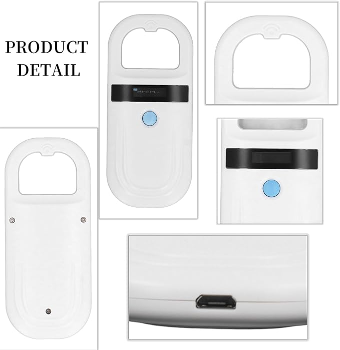 Animal Chip Scanner for Pet, 134.2KHz 5V USB2.0 Animal Handheld Reader 15cm Reading Distance Pet ID Scanner EMID Microchip Scanner for Animal Identification Management