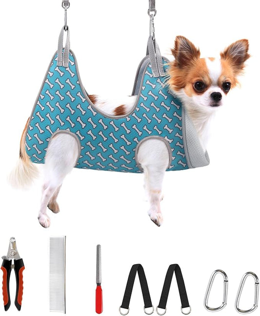 Supet Dog Grooming Hammock Harness for Cats Dogs, Relaxation Pet Grooming Hammock Restraint Dog & Small Animal Leashes Sling for Grooming Dog Grooming Helper for Nail Trimming Clipping Grooming XS